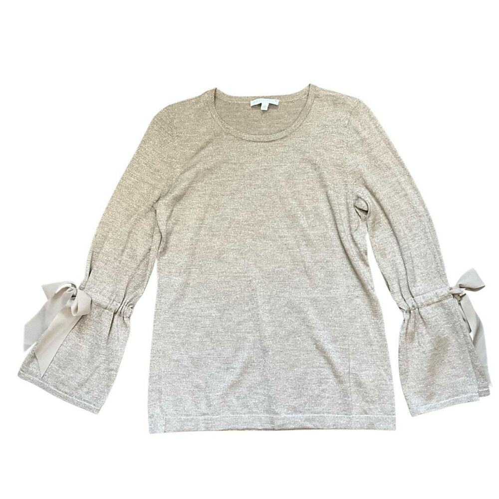 RSVP by Talbots Beige Glittery Blouse: Y2K, Modern